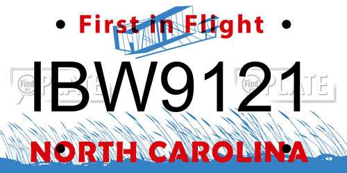 IBW9121 North Carolina License Plate