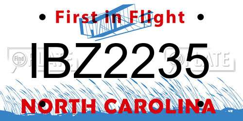 IBZ2235 North Carolina License Plate