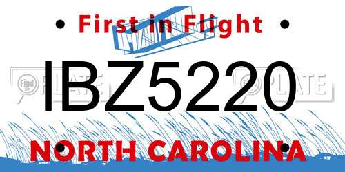 IBZ5220 North Carolina License Plate