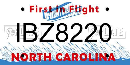 IBZ8220 North Carolina License Plate