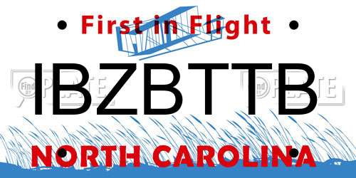 IBZBTTB North Carolina License Plate