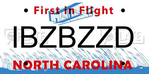 IBZBZZD North Carolina License Plate