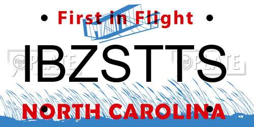 IBZSTTS North Carolina License Plate