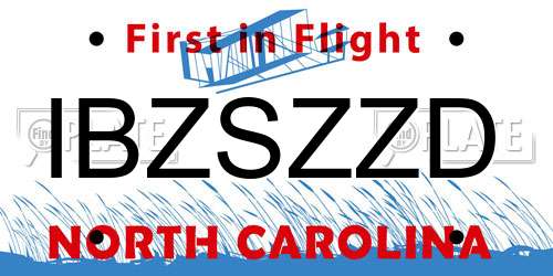 IBZSZZD North Carolina License Plate