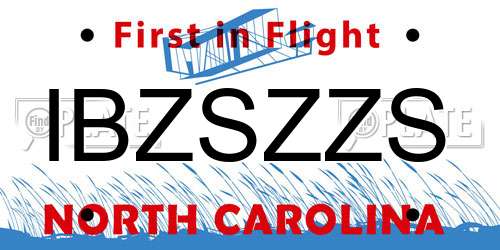 IBZSZZS North Carolina License Plate