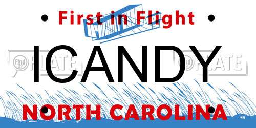 ICANDY North Carolina License Plate