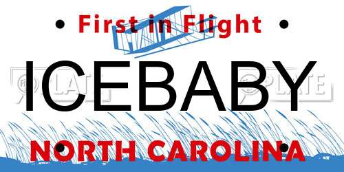 ICEBABY North Carolina License Plate