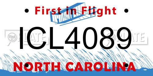 ICL4089 North Carolina License Plate