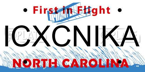 ICXCNIKA North Carolina License Plate