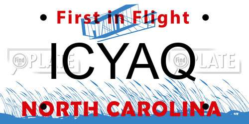 ICYAQ North Carolina License Plate