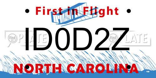 ID0D2Z North Carolina License Plate