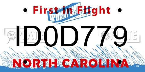ID0D779 North Carolina License Plate