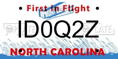 ID0Q2Z North Carolina License Plate