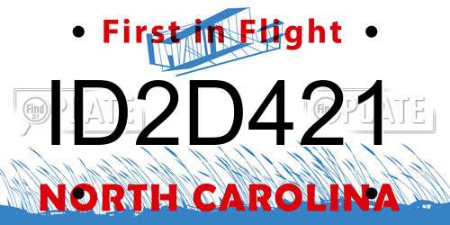 ID2D421 North Carolina License Plate