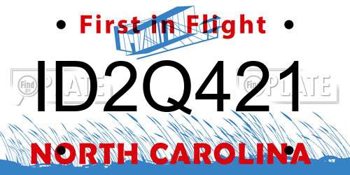 ID2Q421 North Carolina License Plate