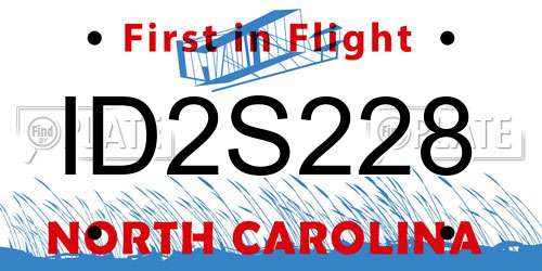 ID2S228 North Carolina License Plate