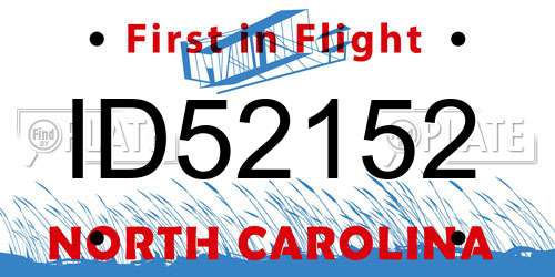 ID52152 North Carolina License Plate