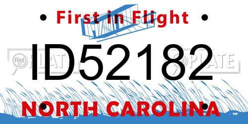 ID52182 North Carolina License Plate