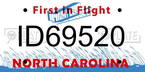 ID69520 North Carolina License Plate