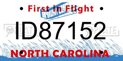 ID87152 North Carolina License Plate