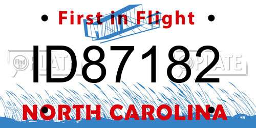 ID87182 North Carolina License Plate