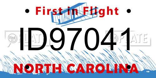 ID97041 North Carolina License Plate