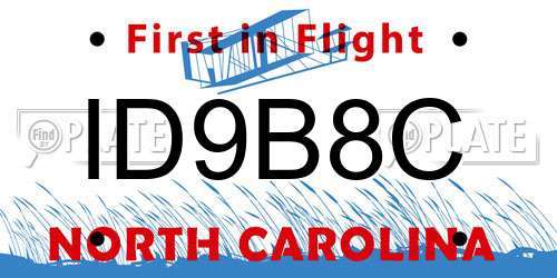 ID9B8C North Carolina License Plate