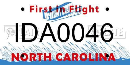 IDA0046 North Carolina License Plate
