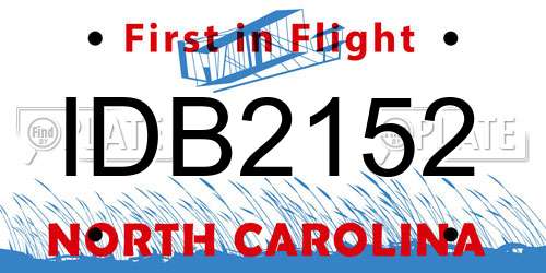 IDB2152 North Carolina License Plate