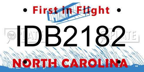 IDB2182 North Carolina License Plate