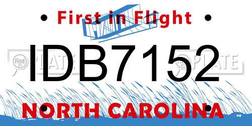 IDB7152 North Carolina License Plate