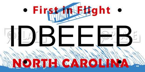 IDBEEEB North Carolina License Plate