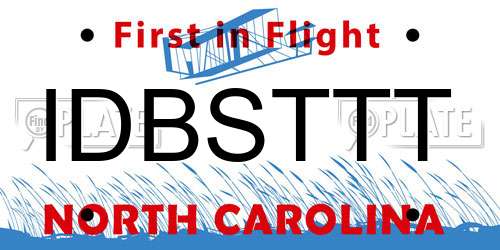 IDBSTTT North Carolina License Plate