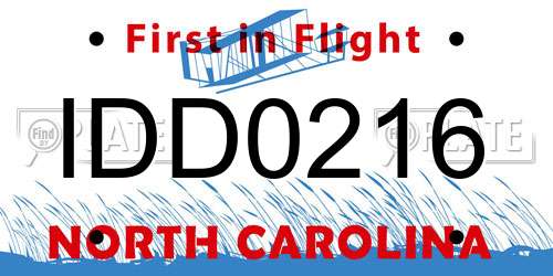IDD0216 North Carolina License Plate