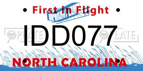 IDD077 North Carolina License Plate