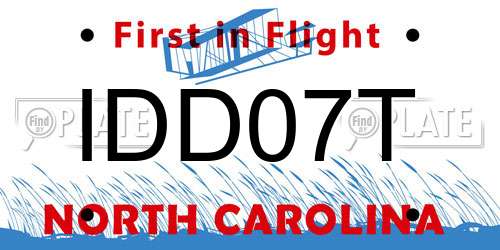 IDD07T North Carolina License Plate
