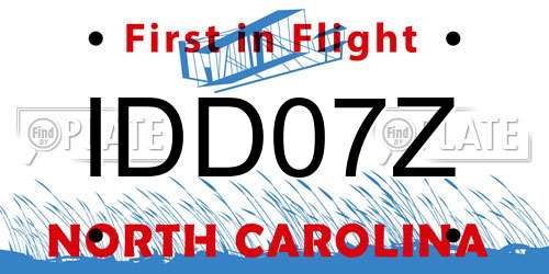 IDD07Z North Carolina License Plate