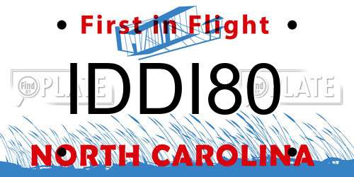 IDDI80 North Carolina License Plate