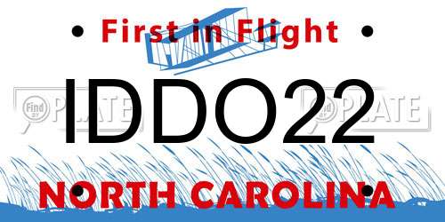 IDDO22 North Carolina License Plate