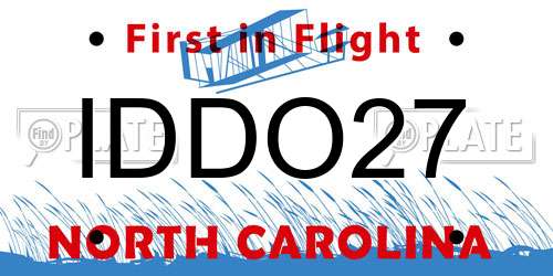 IDDO27 North Carolina License Plate
