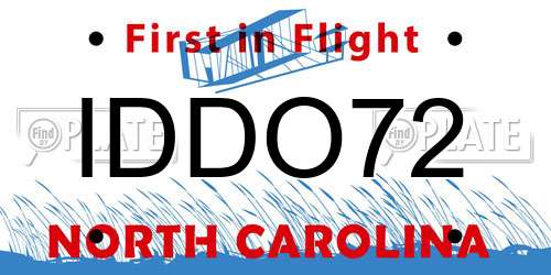 IDDO72 North Carolina License Plate
