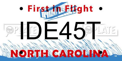 IDE45T North Carolina License Plate