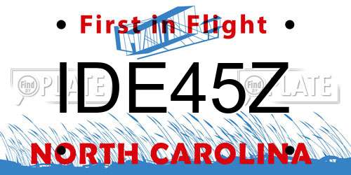 IDE45Z North Carolina License Plate