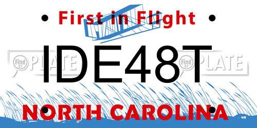 IDE48T North Carolina License Plate