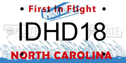 IDHD18 North Carolina License Plate