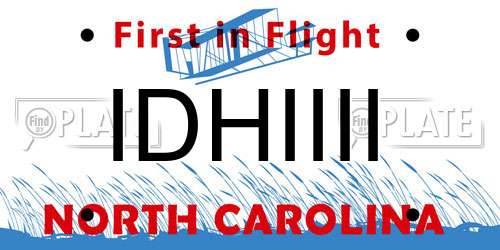 IDHIIII North Carolina License Plate