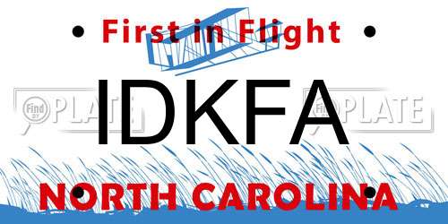 IDKFA North Carolina License Plate