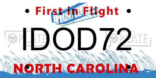 IDOD72 North Carolina License Plate