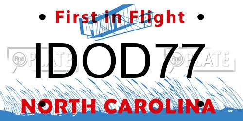 IDOD77 North Carolina License Plate