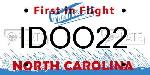 IDOO22 North Carolina License Plate
